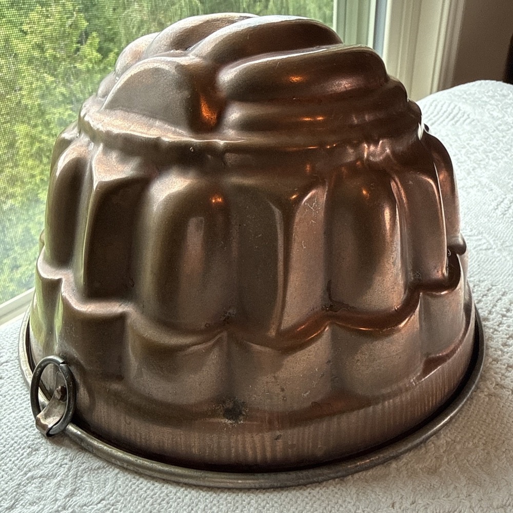Antique Copper Pudding Jelly Mould Large Tin Lined Wall Decor